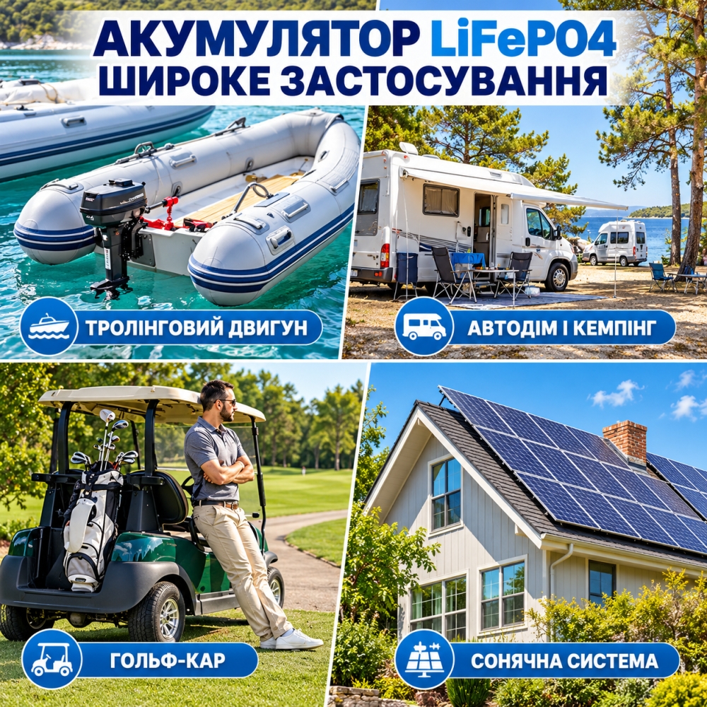 LiFePO4 12V/100Ah Акумулятор FLYFOREE для резервного живлення будинку, квартири, Вбудована BMS, Bluetooth APP