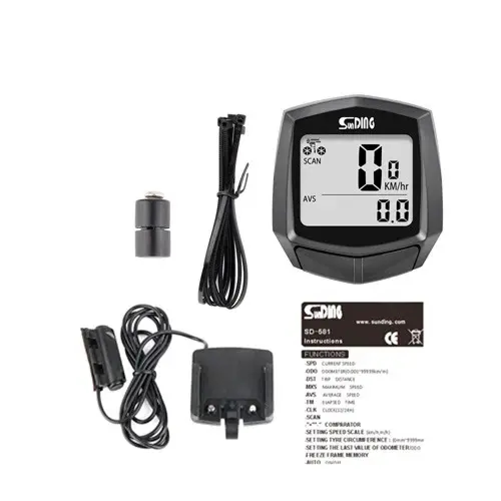 Велокомп'ютер дротовий Sun Ding SD-581A waterproof + 15 функцій