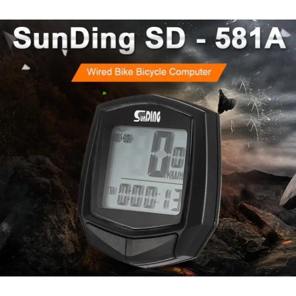 Велокомп'ютер дротовий Sun Ding SD-581A waterproof + 15 функцій