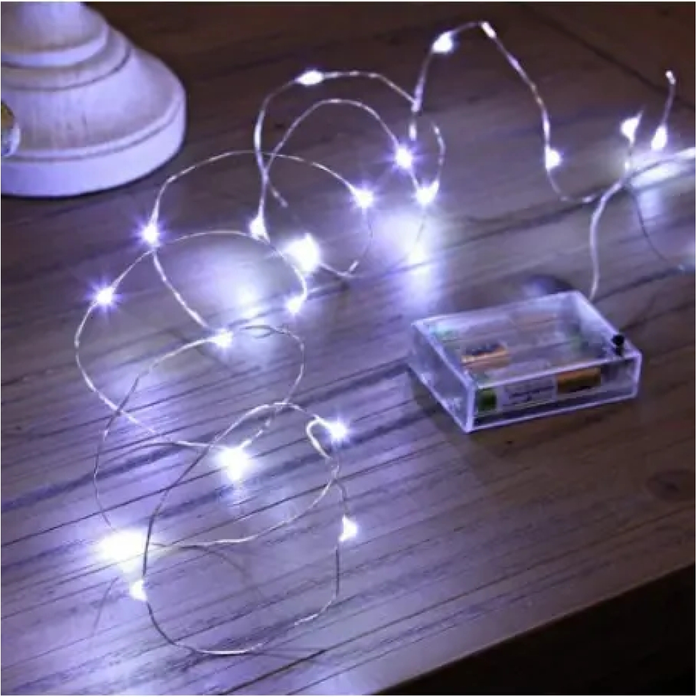 Гирлянда капля роси 5м 50Led на батарейках (на 2 батарейки) White