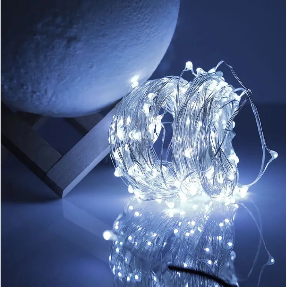 Гирлянда капля роси 5м 50Led на батарейках (на 2 батарейки) White