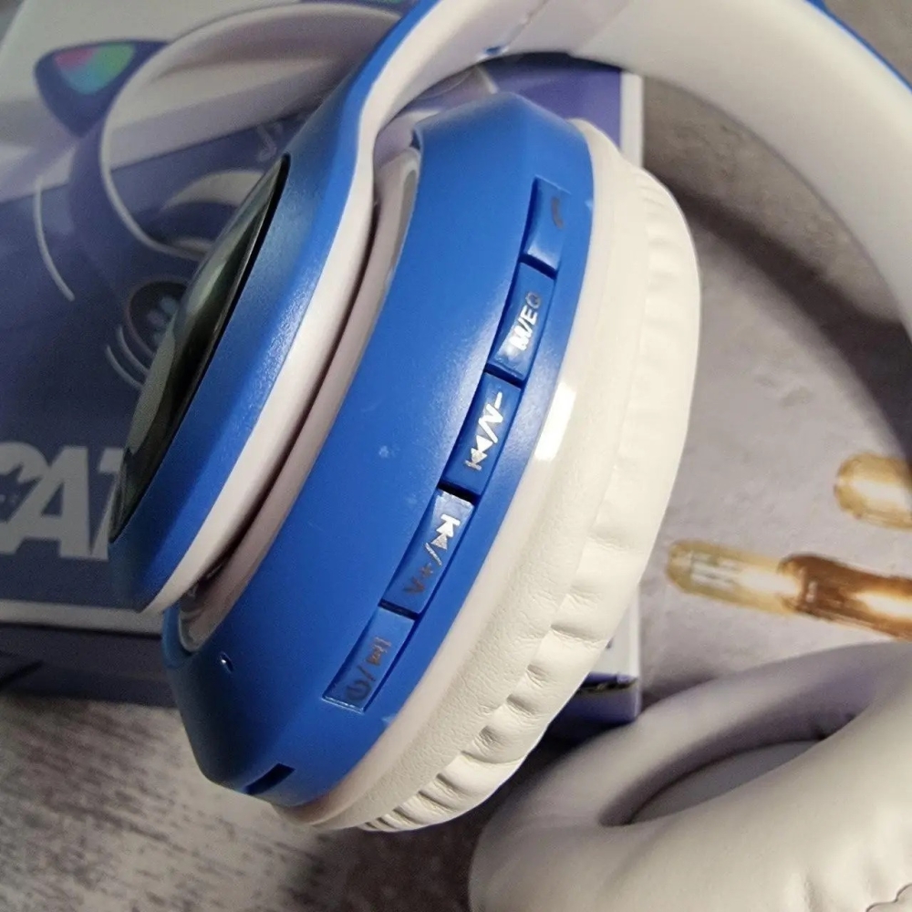 Бездротові Bluetooth навушники Cat JST-28 гарнітура з мікрофоном FM радіо + AUX Синій