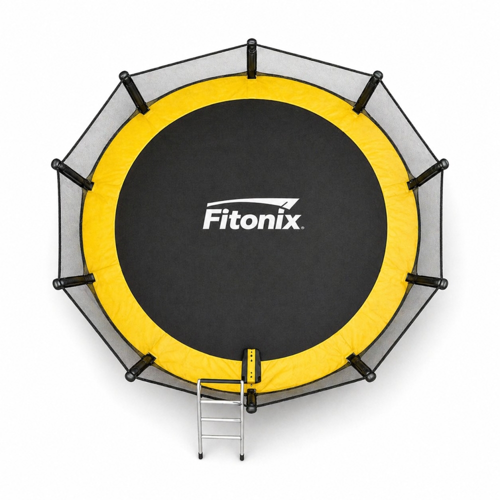 Батут Fitonix 252 см + зовнішня сітка + сходи чорно-жовтий