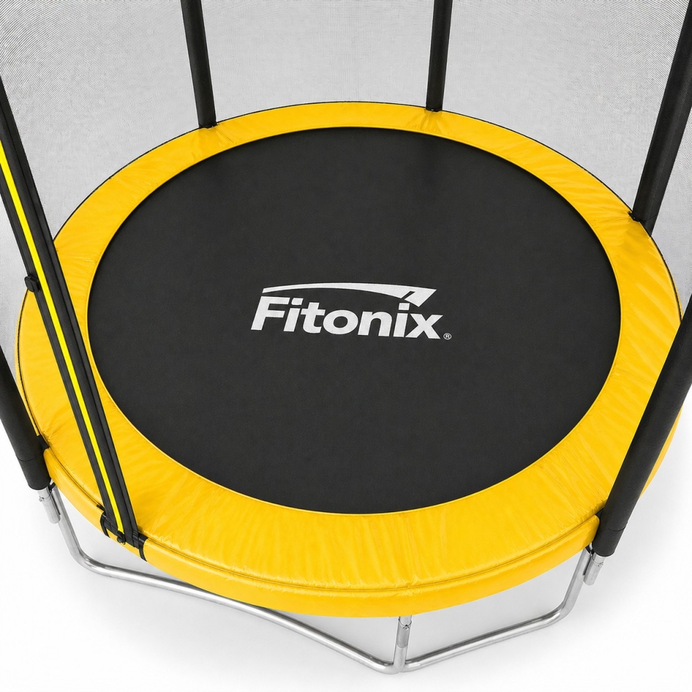Батут Fitonix 252 см + зовнішня сітка + сходи чорно-жовтий