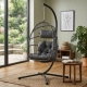 Підвісне крісло-кокон LEOBRO LB-1058 Dark Grey - до 150 кг, ротанг + сталевий каркас