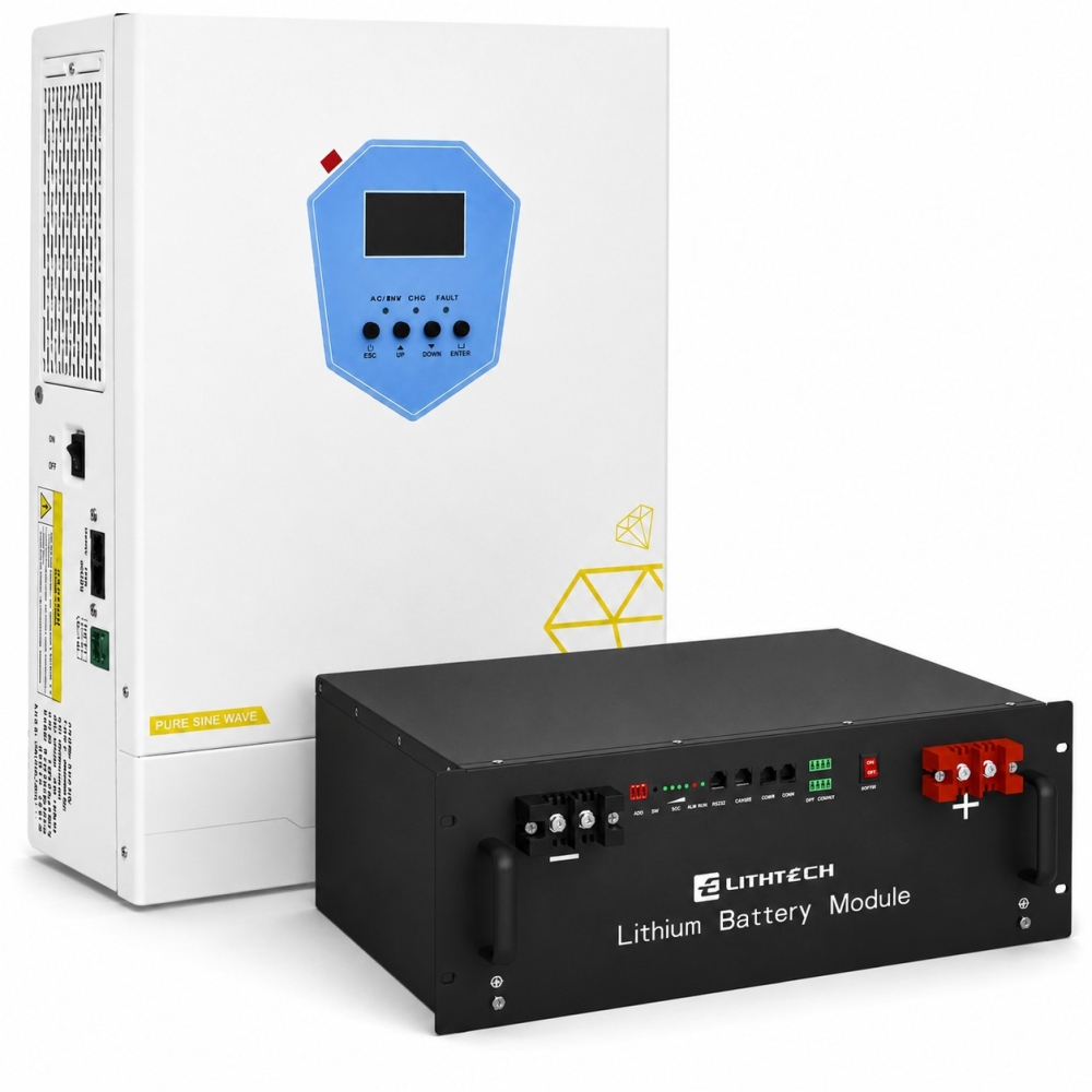 6,2 кВт LiFePO4 Комплект резервного живлення: гібридний інвертор Daxtromn + 51.2V 100Ah Lithtech акумулятор для будинку, квартири