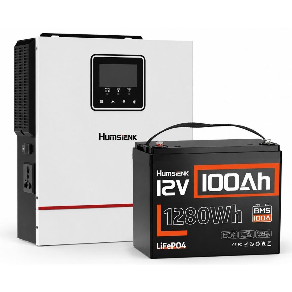 1 кВт*год LiFePO4 Комплект резервного живлення Humsienk інвертор 1 кВт + 12V/100Ah акумулятор