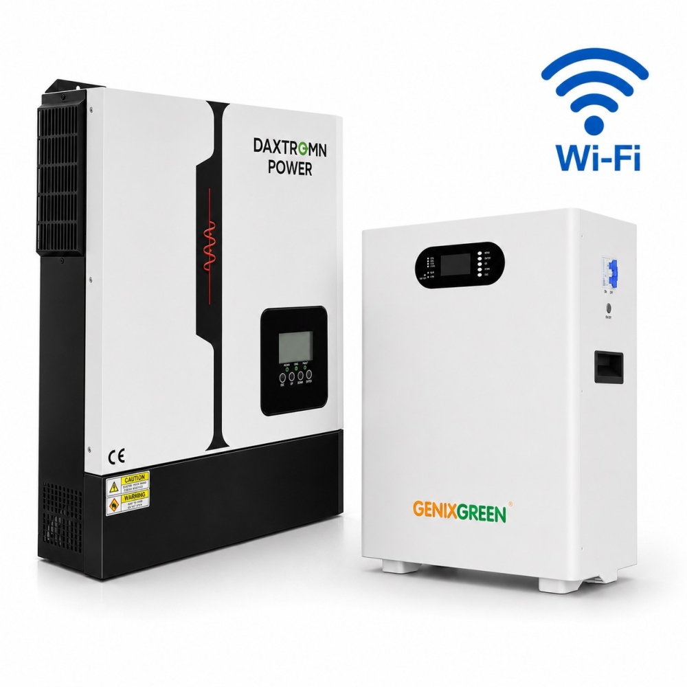 11 кВт LiFePO4 Комплект Гібридний сонячний інвертор Daxtromn Power Wi-Fi +51,2 V 100Ah акумулятор Genix Green резервного живлення