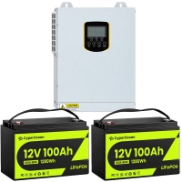 3,5 кВт LiFePO4 Комплект резервного живлення Інвертор Daxtromn + 2 акумулятора 12V 100Ah CyperOcean для квартири, будинку