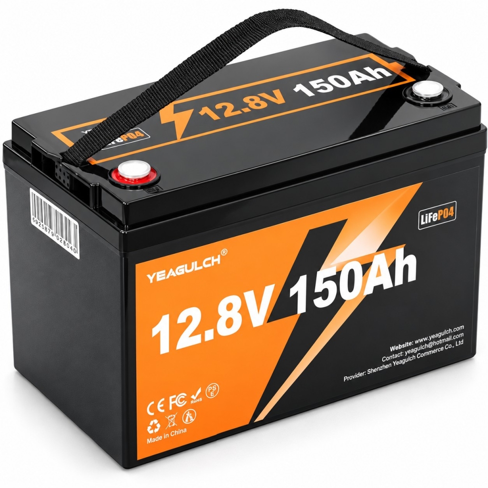 LiFePO4 12V 150Ah Акумулятор Yeagulch, BMS 100 А, для систем резервного живлення будинку