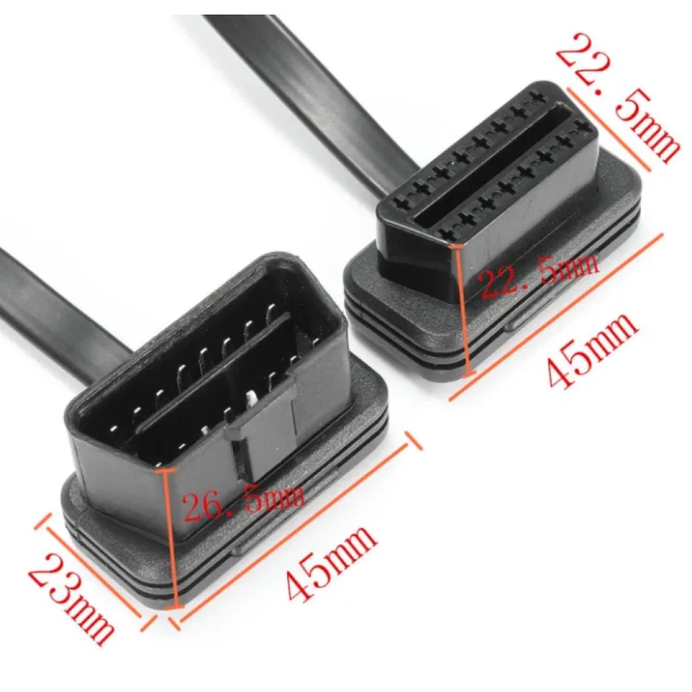 Кабель удлинитель 60 см OBD2 ОБД 16-pin - папа на х 16-pin мама