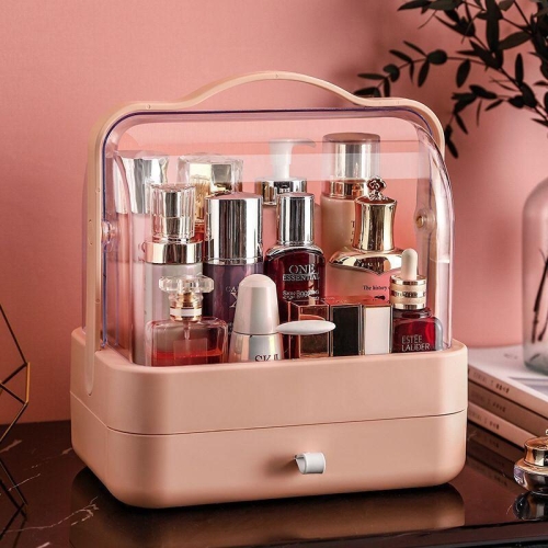Настільний органайзер для косметики YM206 Single Drawer на 2 секції, рожевий