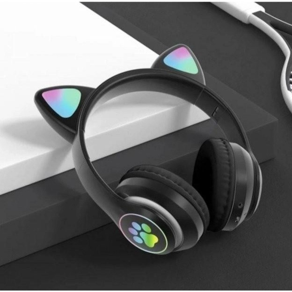 Бездротові навушники Bluetooth з вушками з підсвічуванням STN-28 чорні