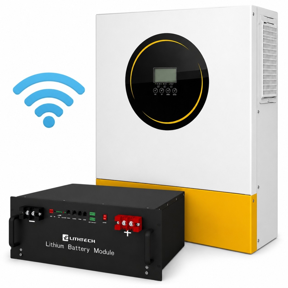 11 кВт LiFePO4 Комплект резервного живлення: гібридний інвертор Anenji WiFi + 51.2V 100Ah Lithtech акумулятор для будинку, квартир