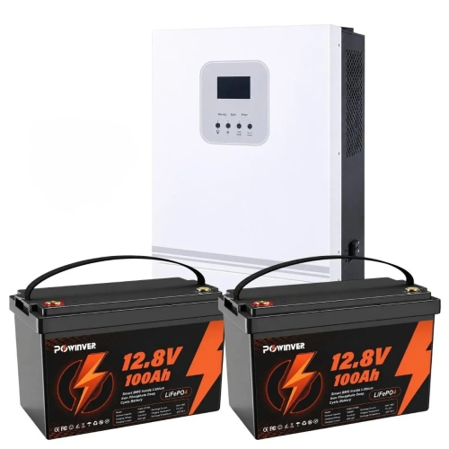 3 кВт LiFePO4 Комплект резервного живлення Інвертор Ameisentech + 2 акумулятора 12V 100Ah Powinver для квартири, будинку