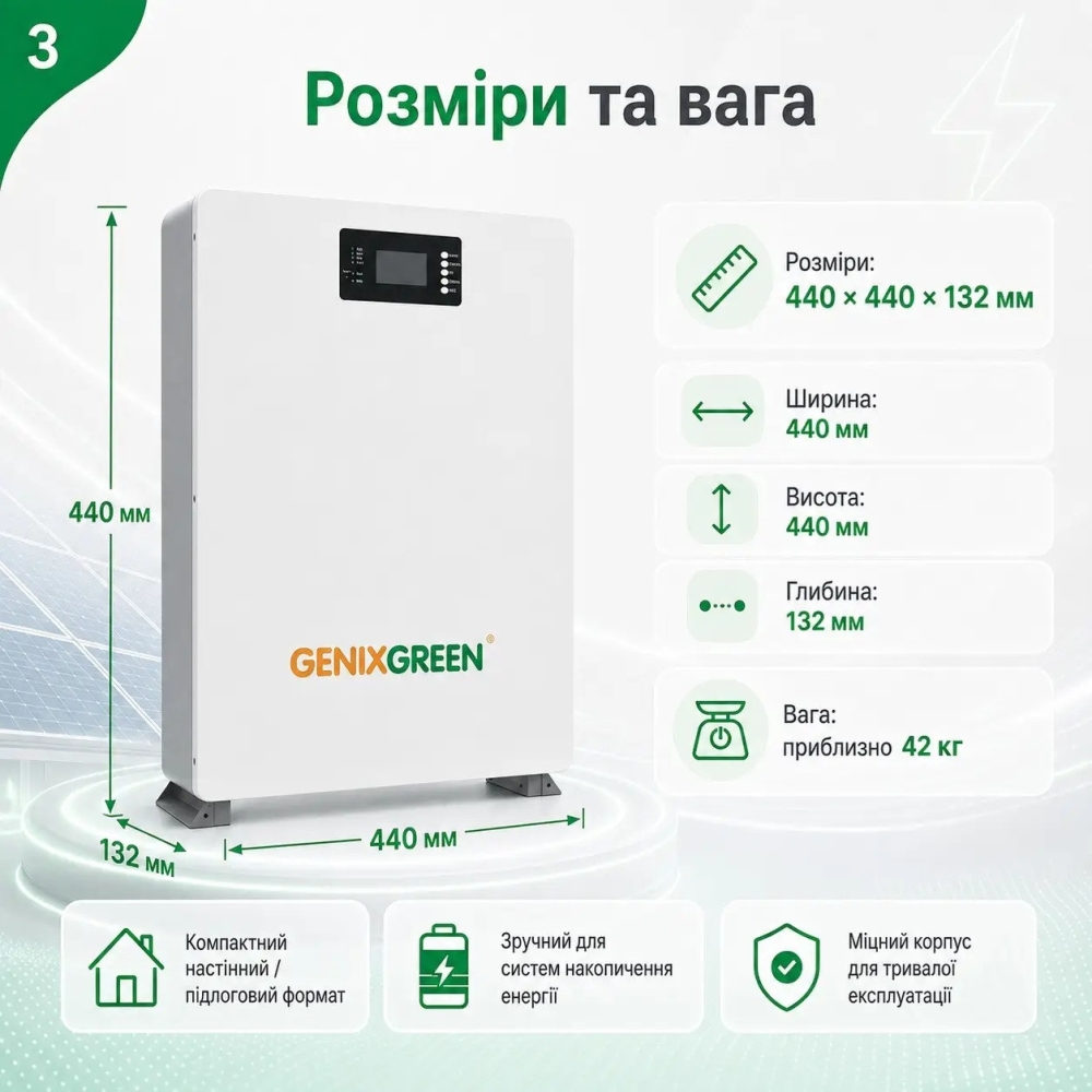 6,2 кВт LiFePO4 Комплект резервного живлення інвертор Anenji WiFi + акумулятор Genix Green 51.2V 100Ah