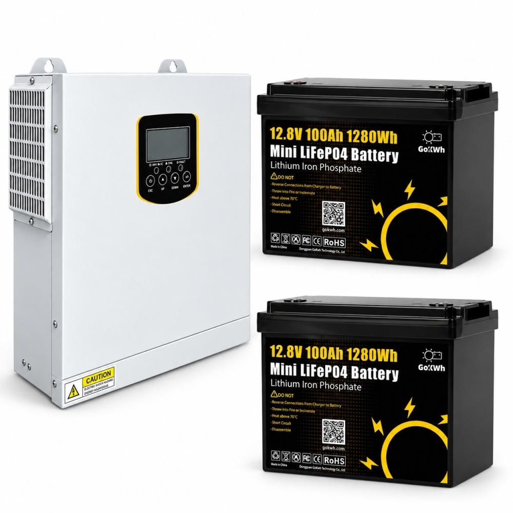 3,5 кВт LiFePO4 Комплект резервного живлення інвертор Daxtromn Power + 2 Акумулятори 12V/100Ah GoKWh Mini для будинку, квартири