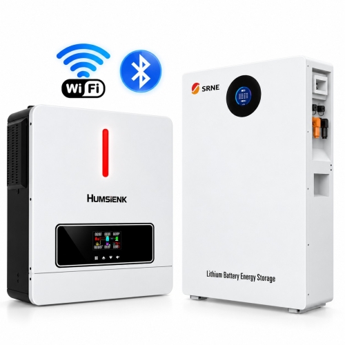 6,2 кВт*год Комплект інвертор Anenji з Wi-Fi + 51.2V/100Ah акумулятор SRNE настінний з LCD-дисплеєм та Wi-Fi та Bluetooth