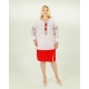 Вишиванка жіноча біла з червоним орнаментом Діана, ошатна блуза вишита хрестиком з довгим рукавом