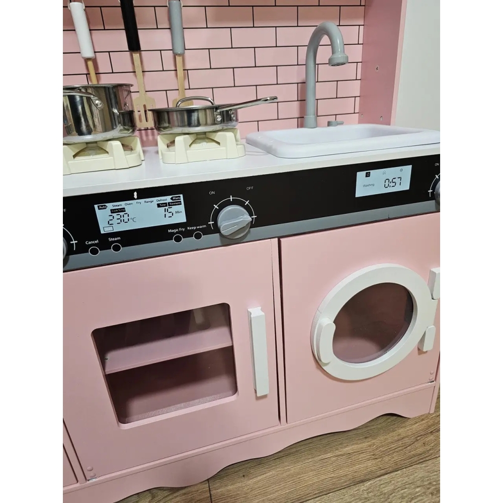 Дитяча дерев'яна кухня Avko Модена Pink, звукові та світлові ефекти