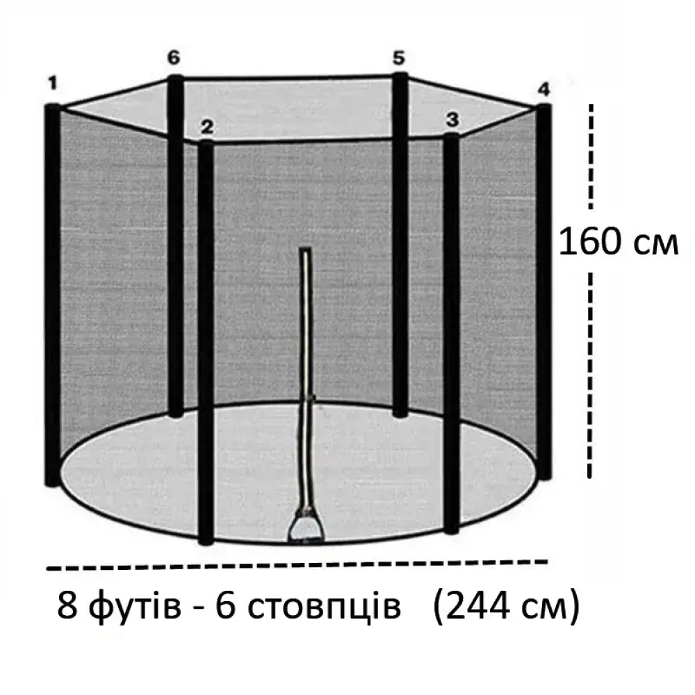 Захисна сітка для батута 244-252 см (8 ft) 6 стійок, зовнішня