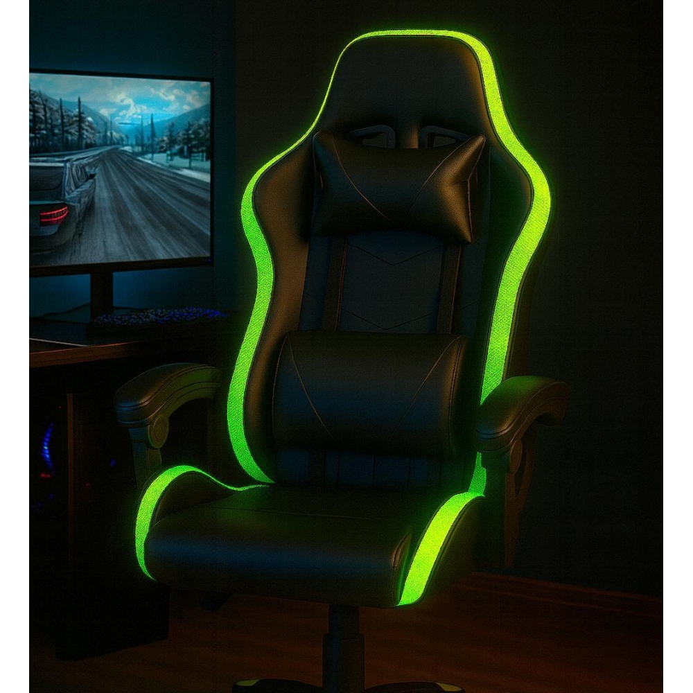 Геймерське крісло ProGame з підсвіткою RGB, комп'ютерне GX-150 ігрове