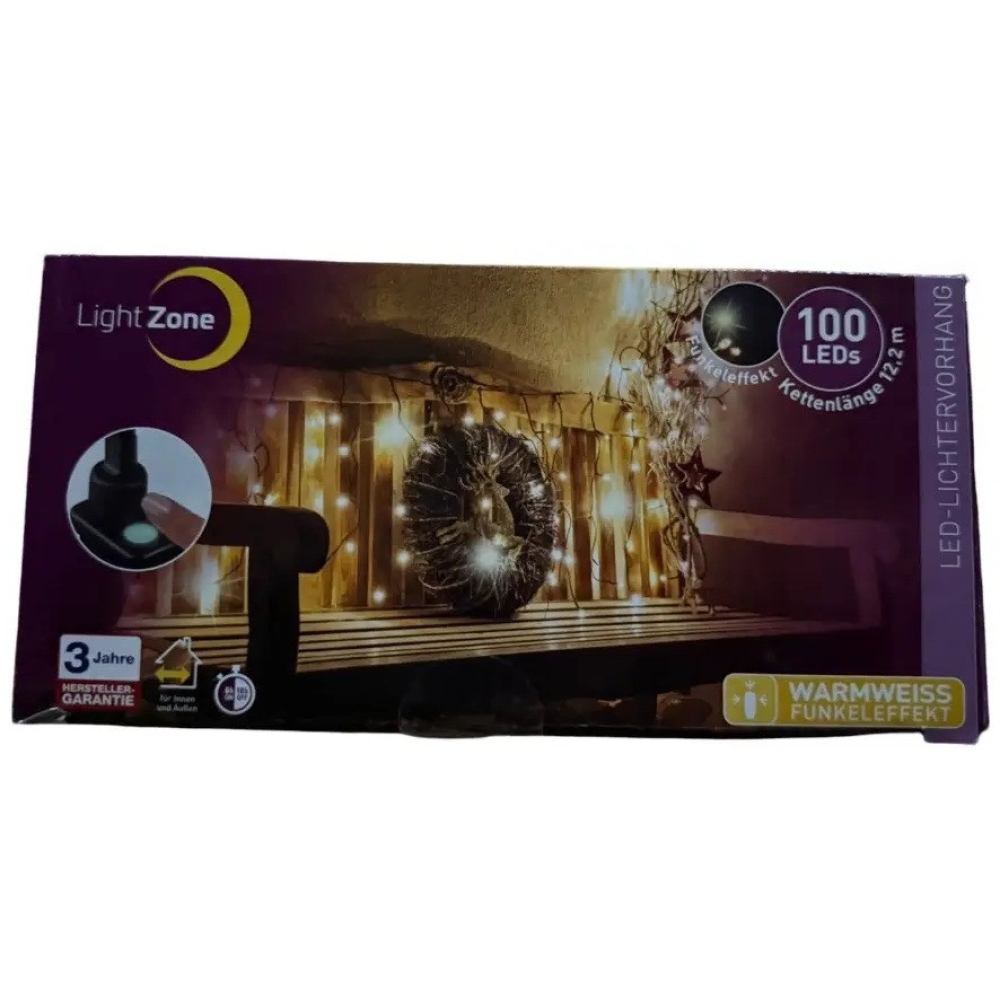 Світлодіодна гірлянда-штора LightZone 100 LED 12,2 м, теплий білий