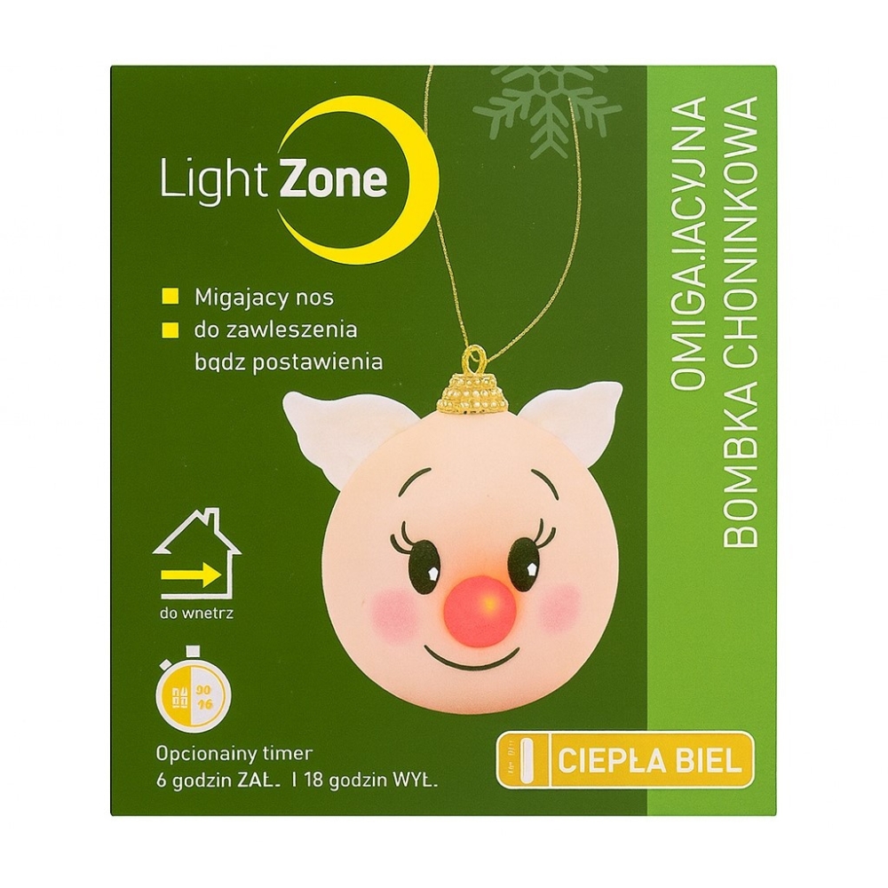 Декоративна ялинкова іграшка-куля Янгол з миготливим носом Light Zone