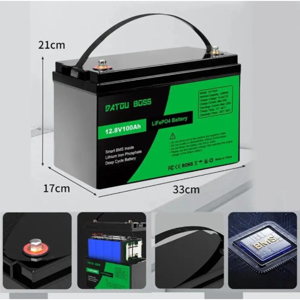LiFePO4 12V 100Ah Акумулятор Datouboss, BMS, 1280Wh Уцінка!