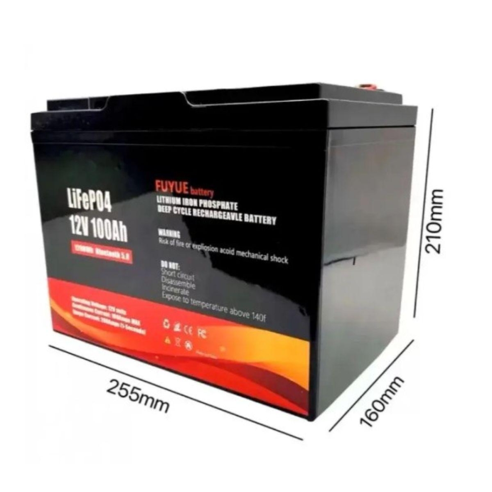 LiFePO4 12V 100Ah Акумулятор Fuyue з Bluetooth та BMS, для ДБЖ з складними ручками