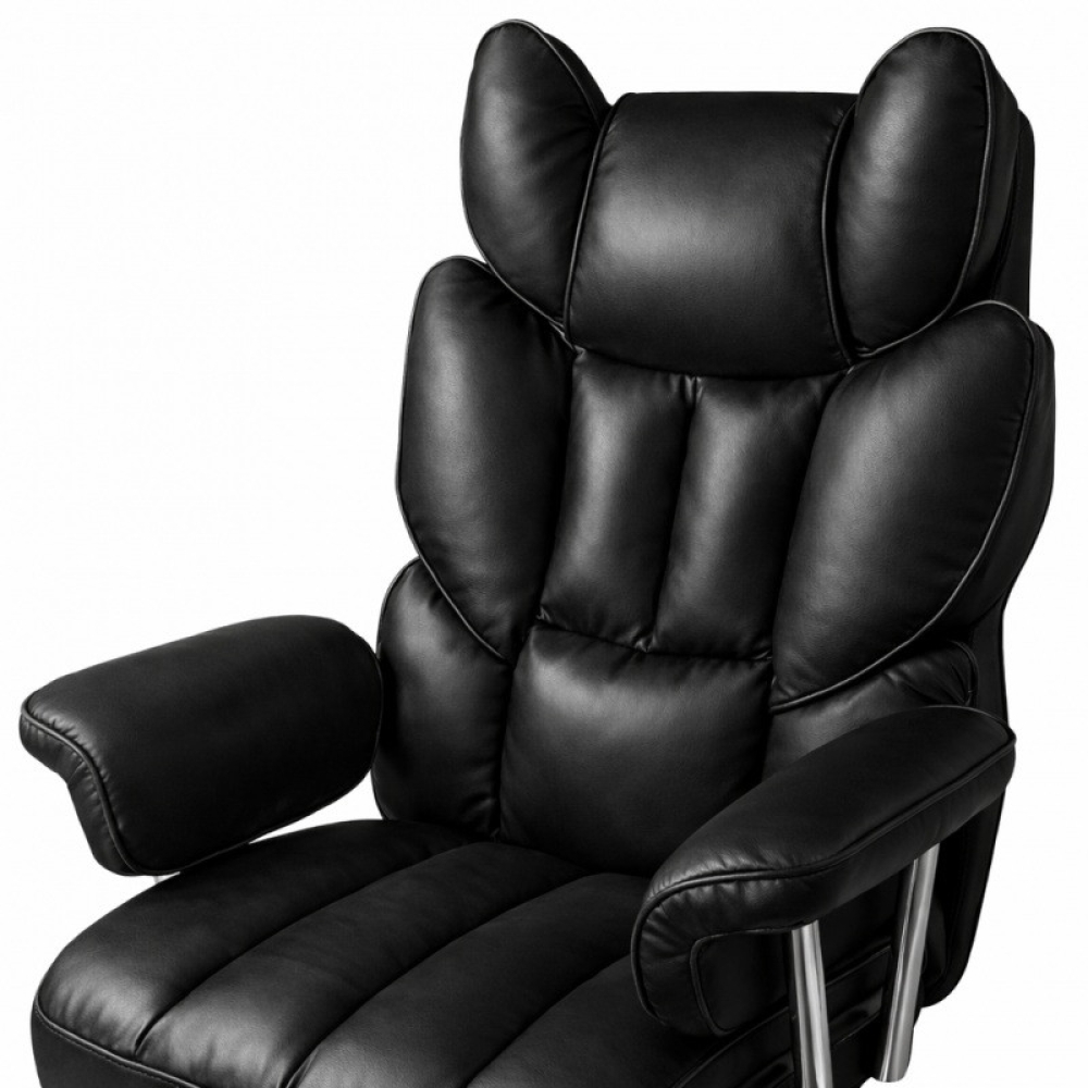 Офісне крісло Relax Pro до 150 кг з підставкою для ніг, широким сидінням, подвійним наповнювачем KO50CZ чорне комп'ютерне крісло