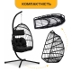 Підвісне крісло-кокон LEOBRO LB-1060 Black - до 150 кг, ротанг + сталевий каркас