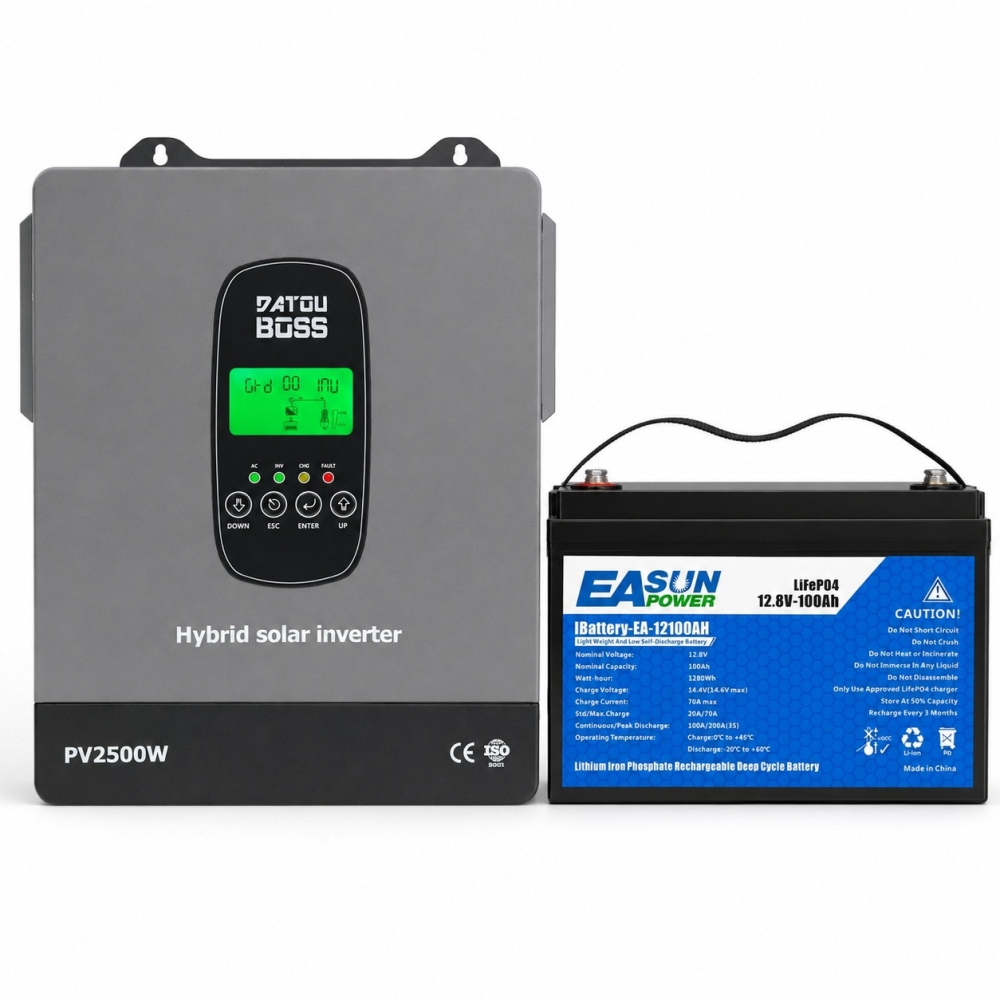 1,8 кВт LiFePO4 Комплект резервного живлення Інвертор Datouboss + акумулятор 12V/100Ah Easun Power