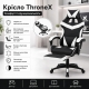 Оригінальне геймерське крісло до 130 кг з підніжкою ThroneX чорно-біле