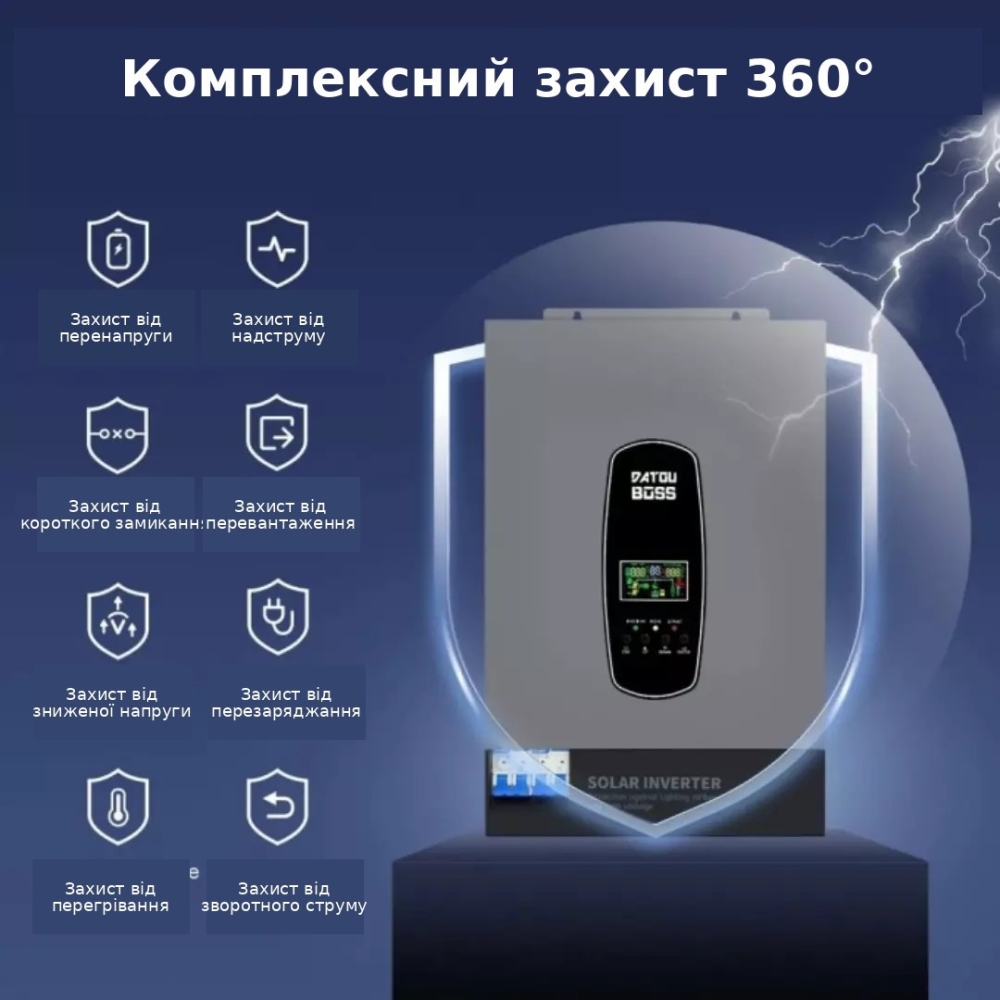 6,2 кВт*год Комплект резервного живлення Інвертор Datouboss DT4862L + акумулятором 5,12 кВт·год, DT-3U-Z, з BMS для будинку, офісу