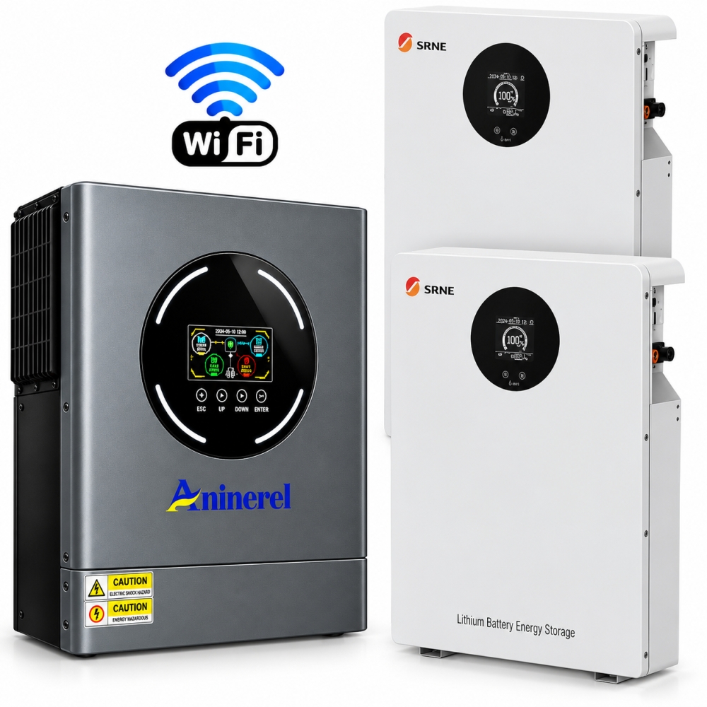 11 кВт LiFePO4 Комплект інвертор Aninerel, Wi-Fi Produced by Anenji + 2 акумулятори SRNE 51.2V 100Ah, BMS
