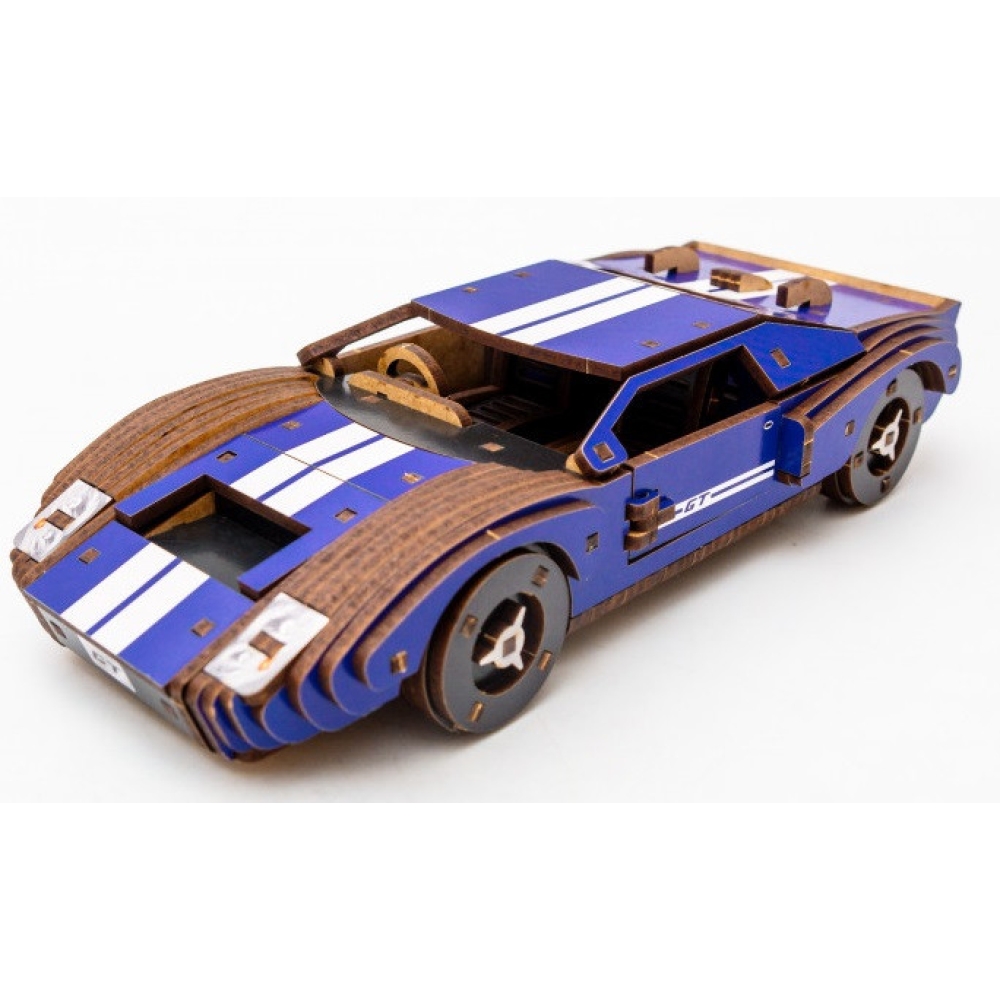 Дерев’яний 3D конструктор «Fast car Gt» синій