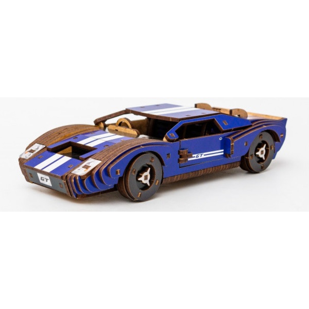 Дерев’яний 3D конструктор «Fast car Gt» синій