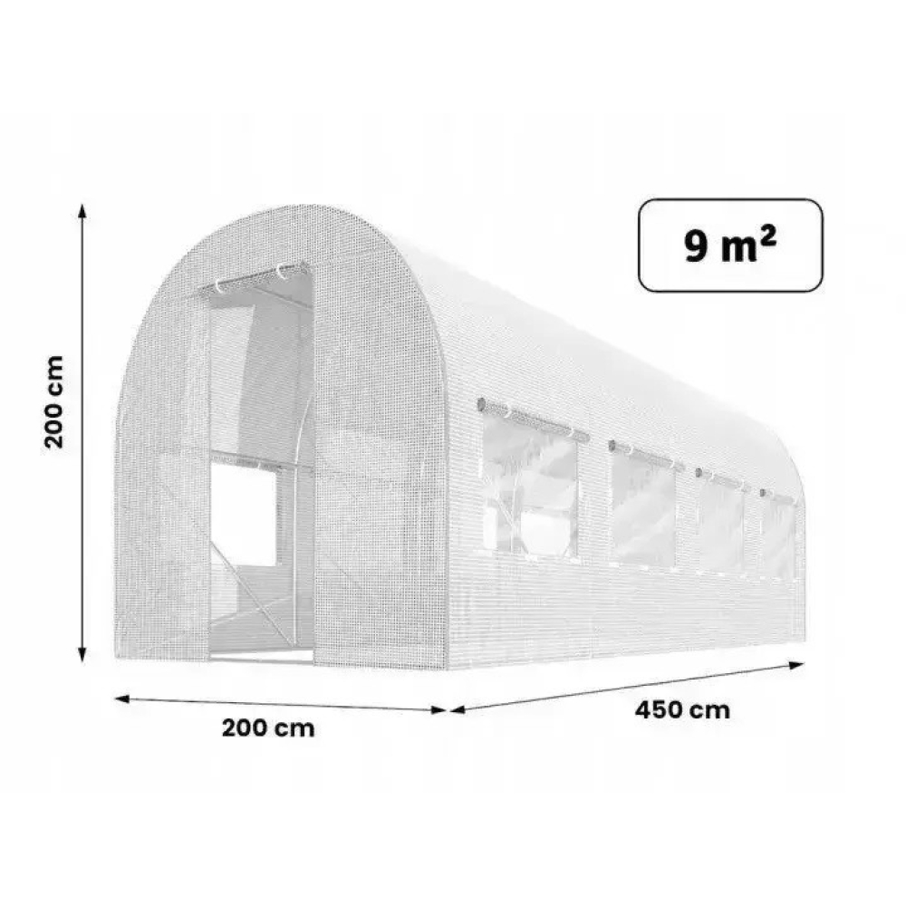 Теплиця 9м² -450 х 200 *200 см Біла Just Garden