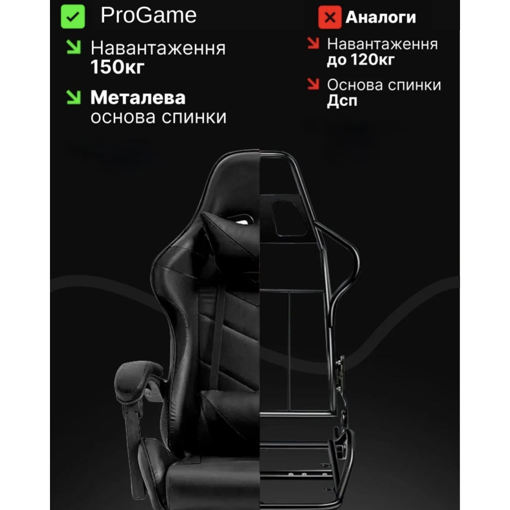 Геймерське крісло Gamery до 150 кг комп'ютерне ігрове Чорне