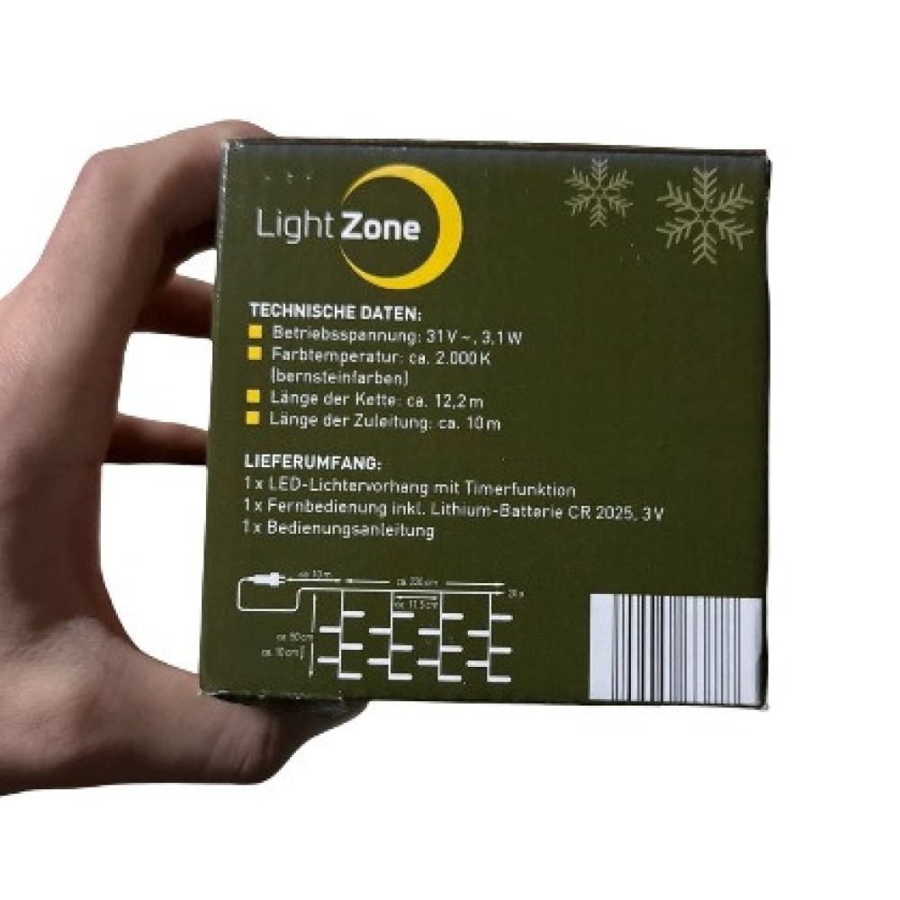 Світлодіодна гірлянда-штора LightZone 100 LED 12.2 м тепле біле світло з ефектом мерехтіння