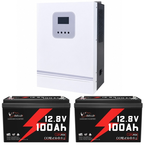 3 кВт LiFePO4 Комплект резервного живлення Інвертор Ameisentech WiFi + 2 акумулятора Idzlldi 12V 100Ah з BMS для будинку, квартири