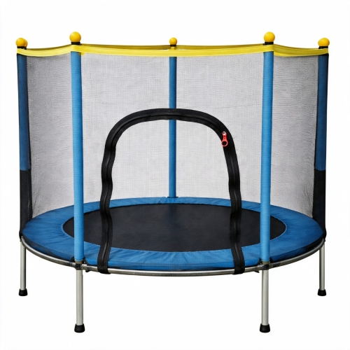 Батут дитячий 140 см Fitonix із захисною сіткою + 6 опорних ніжок Blue