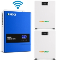 10,24 кВт*год LiFePO4 Комплект резервного живлення з Wi-Fi інвертор Anenji + 2 акумулятора з LCD-дисплеєм Genix Green 51.2V 100Ah