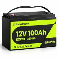 LiFePO4 12V/100Ah Акумулятор CyperOcean з BMS 100 А для систем резервного живлення