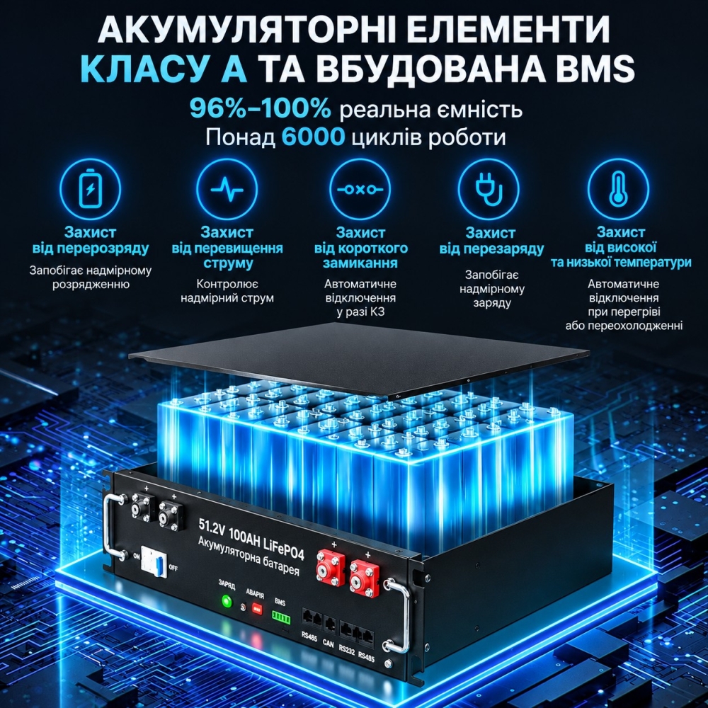 LiFePO4 51,2V 100Ah Акумулятор DatouBoss DT-3U-Z48100, BMS, з Bluetoooth для систем резервного живлення