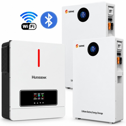 10,24 кВт·год Комплект інвертор 6,2 кВт Humsienk + 2 акумулятора SRNE настінний з LCD-дисплеєм, Wi-Fi та Bluetooth