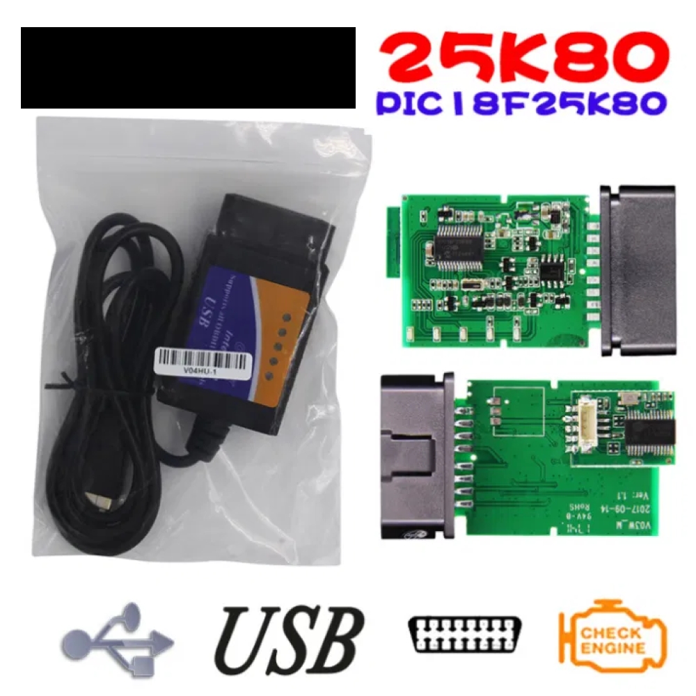 Сканер USB помилок авто діагностика ELM327 V1.5 PIC 25K80 OBD2 обд2 усб