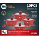 Набір каструль Higher Kitchen НК 324 з гранітним антипригарним покриттям Червоний (10 предметів)