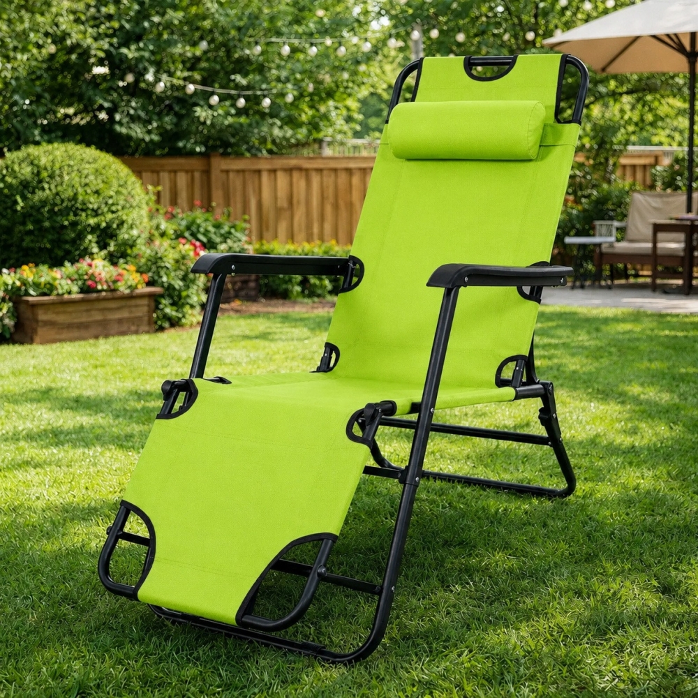 Комплект шезлонг-лежак Axeon Zero Gravity 2 шт, до 120 кг, lime green, розкладний